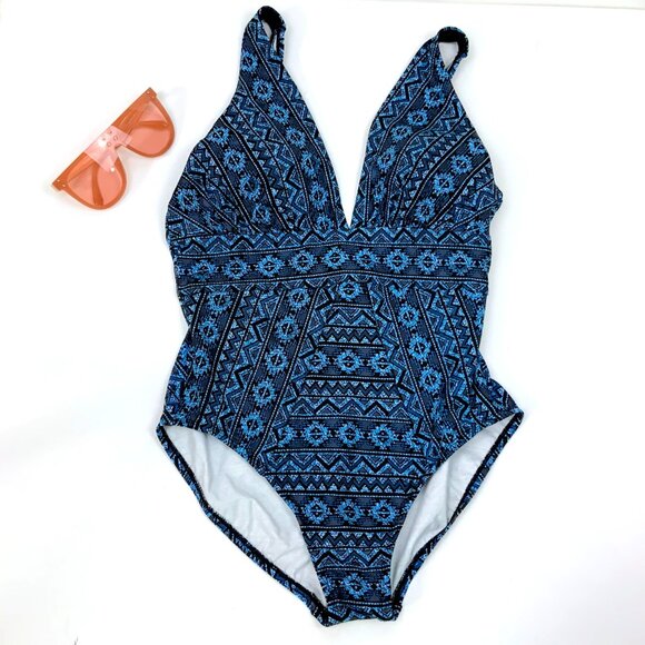 Miraclesuit - Paillette Odyssey One Piece Swimsuit Blue Beach Resort Sz 12 - Picture 3 of 16